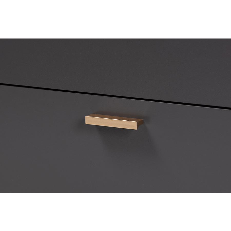 Kelson Modern and Contemporary Dark Grey and Gold Finished Wood 6-Drawer Dresser. Picture 5