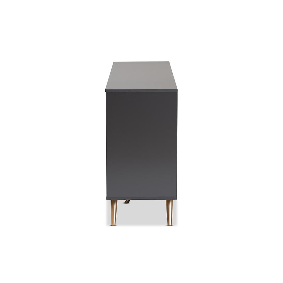 Dark Grey and Gold Finished Wood 2-Door Sideboard Buffet. Picture 4
