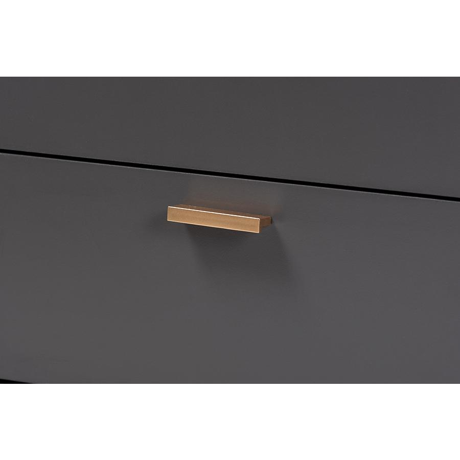 Dark Grey and Gold Finished Wood 2-Door Sideboard Buffet. Picture 5