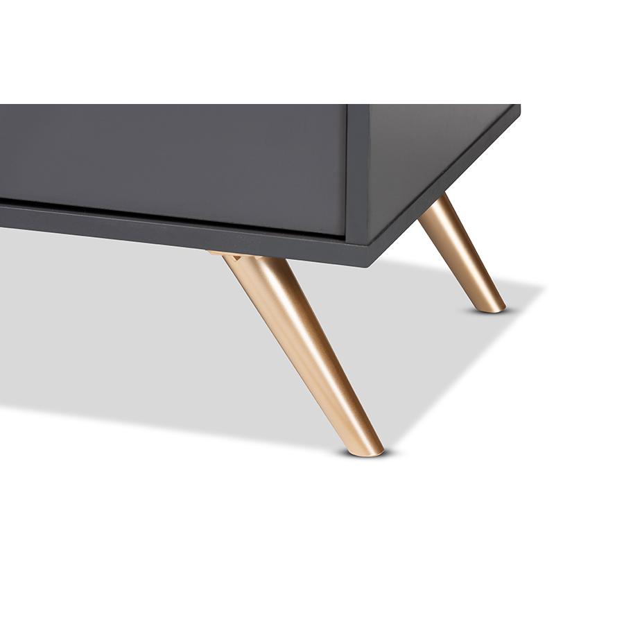 Dark Grey and Gold Finished Wood 2-Door Sideboard Buffet. Picture 6