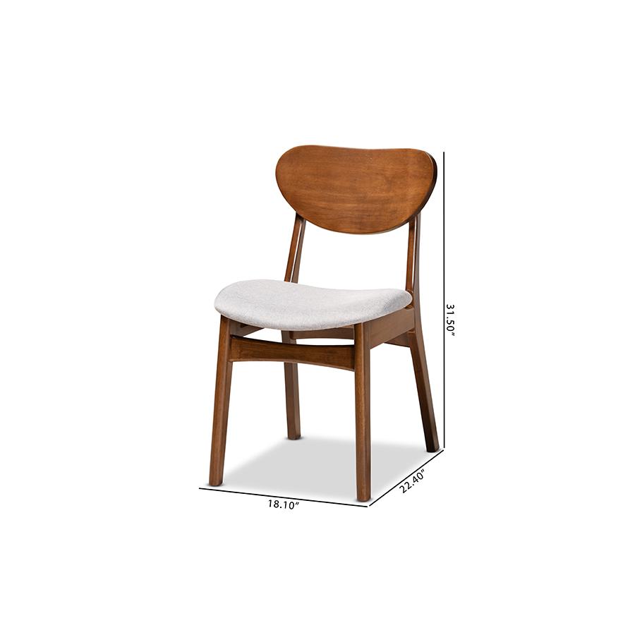 Grey Fabric Upholstered and Walnut Brown Finished Wood 2-Piece Dining Chair Set. Picture 8