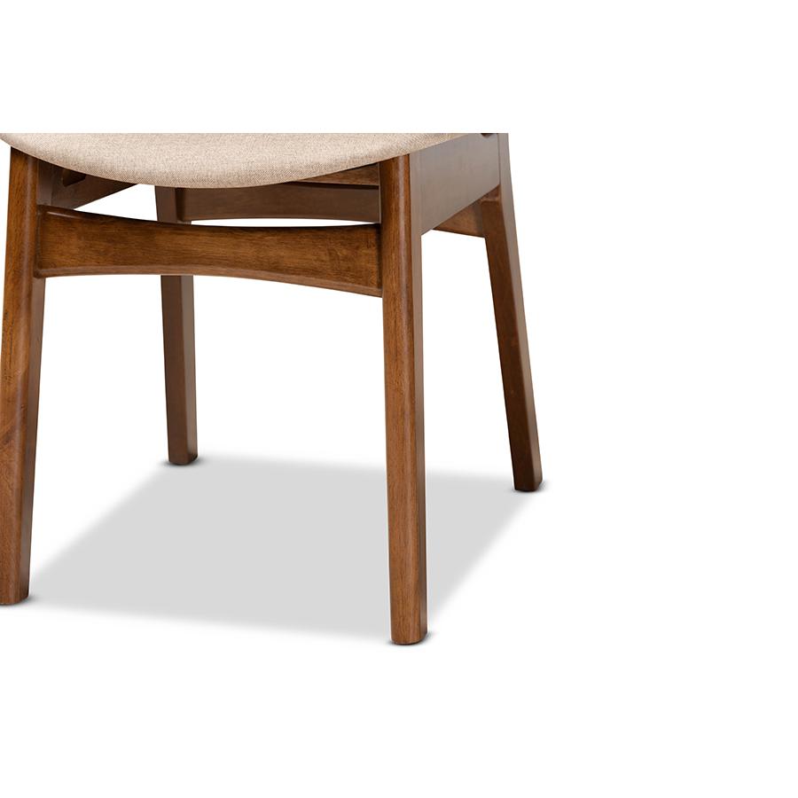Sand Fabric Upholstered and Walnut Brown Finished Wood 5-Piece Dining Set. Picture 6