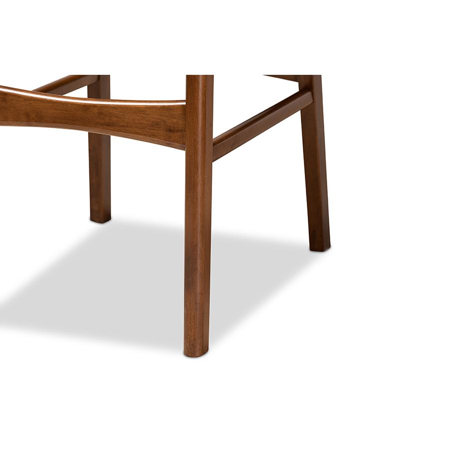 Grey Fabric Upholstered and Walnut Brown Finished Wood 2-Piece Bar Stool Set. Picture 5