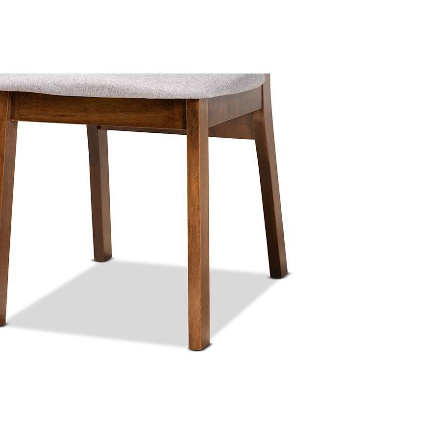 Grey Fabric Upholstered and Walnut Brown Finished Wood 2-Piece Dining Chair Set. Picture 5