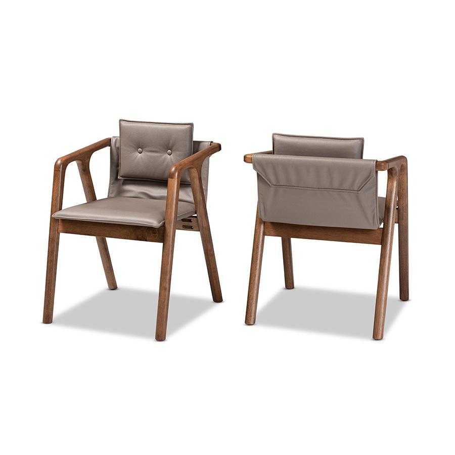 Walnut Brown Finished Wood 2-Piece Dining Chair Set. Picture 1