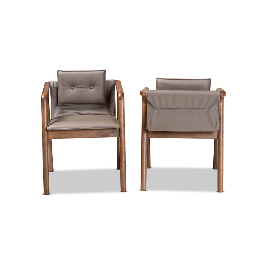 Walnut Brown Finished Wood 2-Piece Dining Chair Set. Picture 2