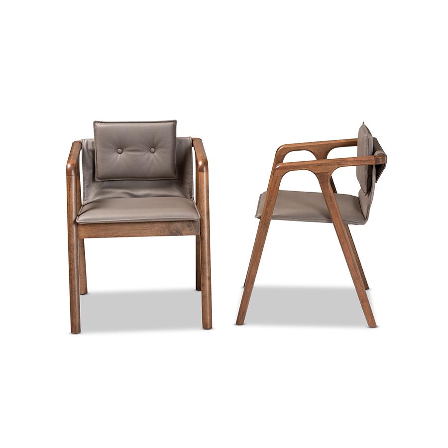 Walnut Brown Finished Wood 2-Piece Dining Chair Set. Picture 3