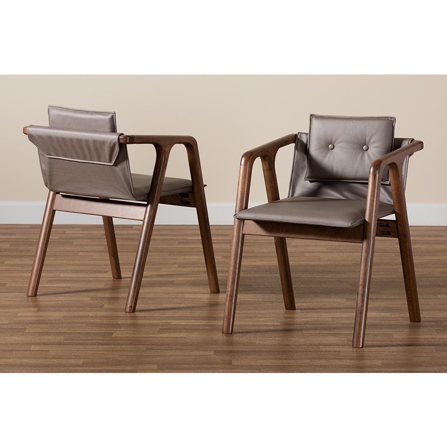 Walnut Brown Finished Wood 2-Piece Dining Chair Set. Picture 8