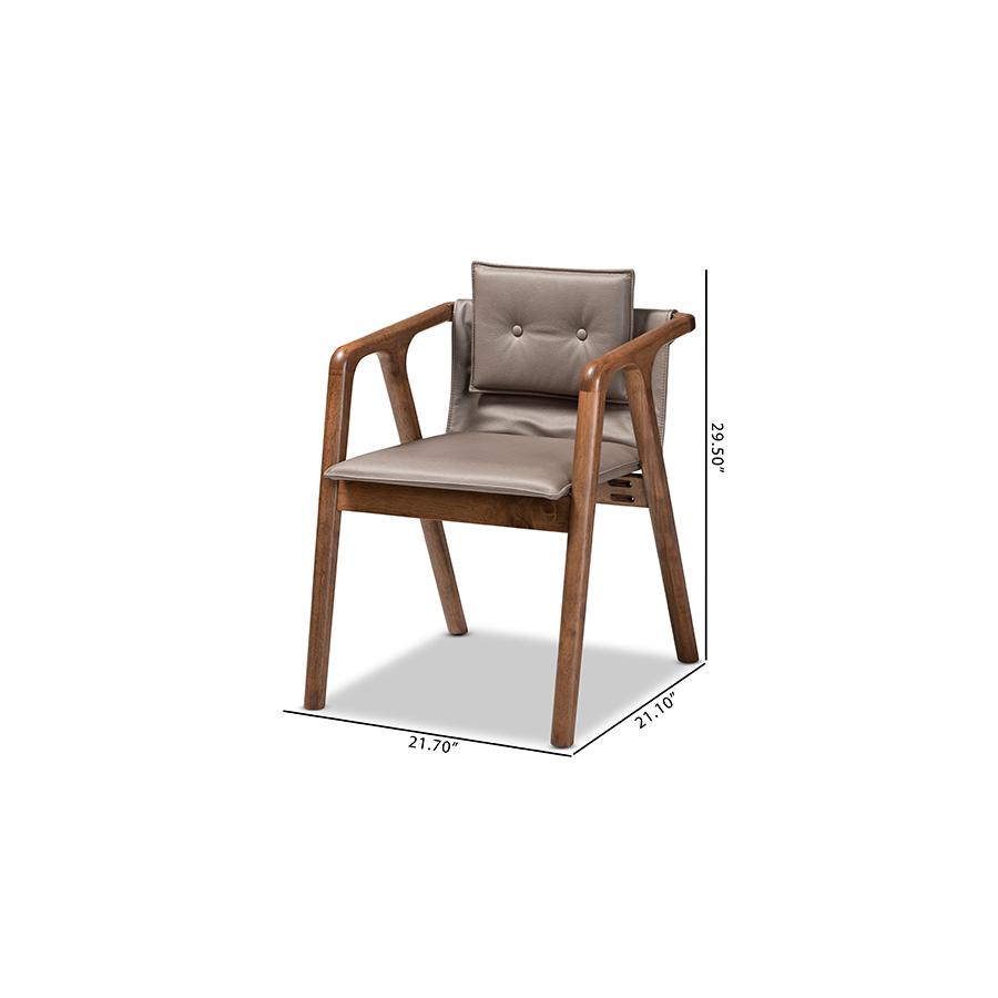 Walnut Brown Finished Wood 2-Piece Dining Chair Set. Picture 9