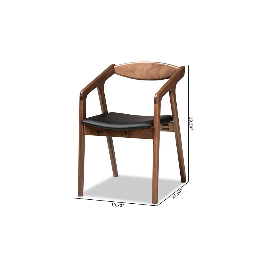 Leather Upholstered and Walnut Brown Finished Wood 2-Piece Dining Chair Set. Picture 9