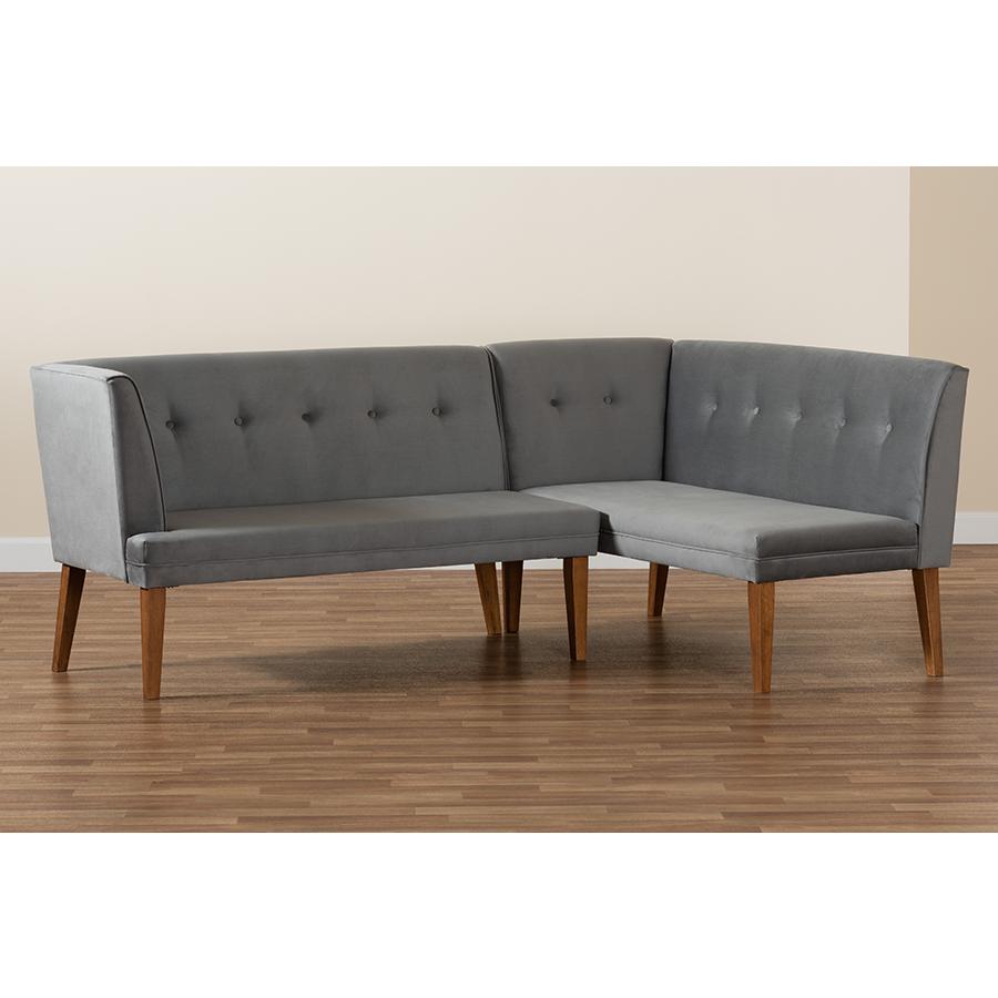 Walnut Brown Finished Wood 2-Piece Dining Nook Banquette Set. Picture 8