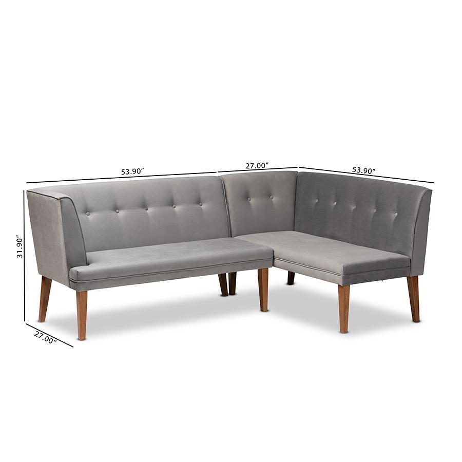 Walnut Brown Finished Wood 2-Piece Dining Nook Banquette Set. Picture 9