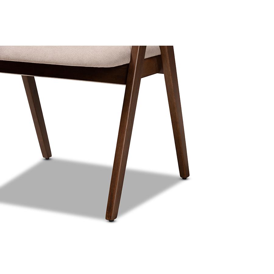 Beige Fabric Upholstered and Walnut Brown Finished Wood 5-Piece Dining Set. Picture 6