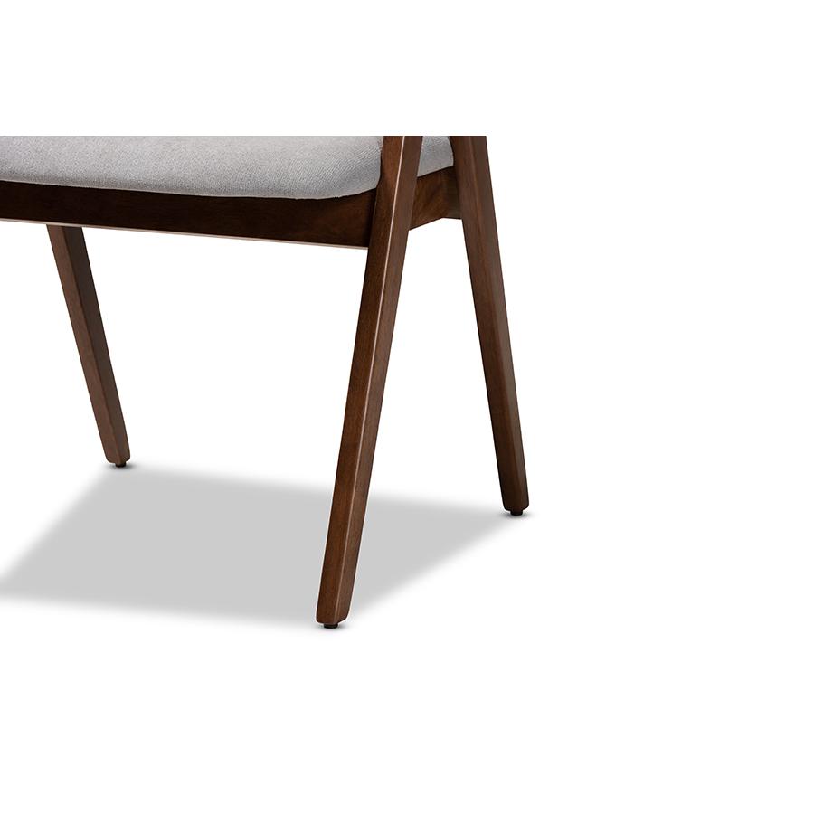 Grey Fabric Upholstered and Walnut Brown Finished Wood 2-Piece Dining Chair Set. Picture 5