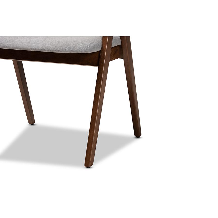 Grey Fabric Upholstered and Walnut Brown Finished Wood 5-Piece Dining Set. Picture 6