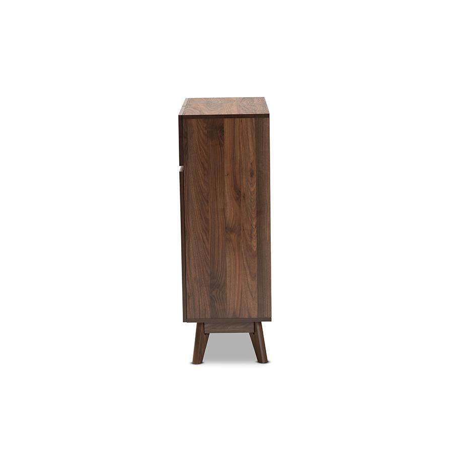Baxton Studio Hartman Mid-Century Modern Walnut Brown Finished Wood Shoe Cabinet. Picture 4