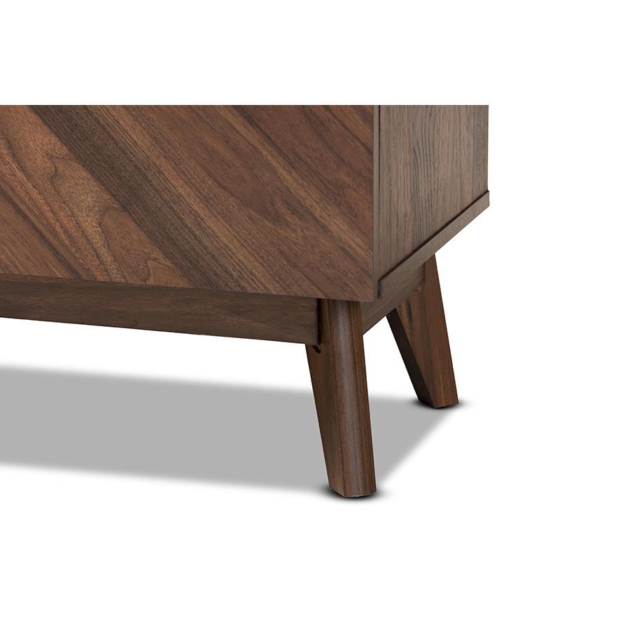Baxton Studio Hartman Mid-Century Modern Walnut Brown Finished Wood Shoe Cabinet. Picture 6