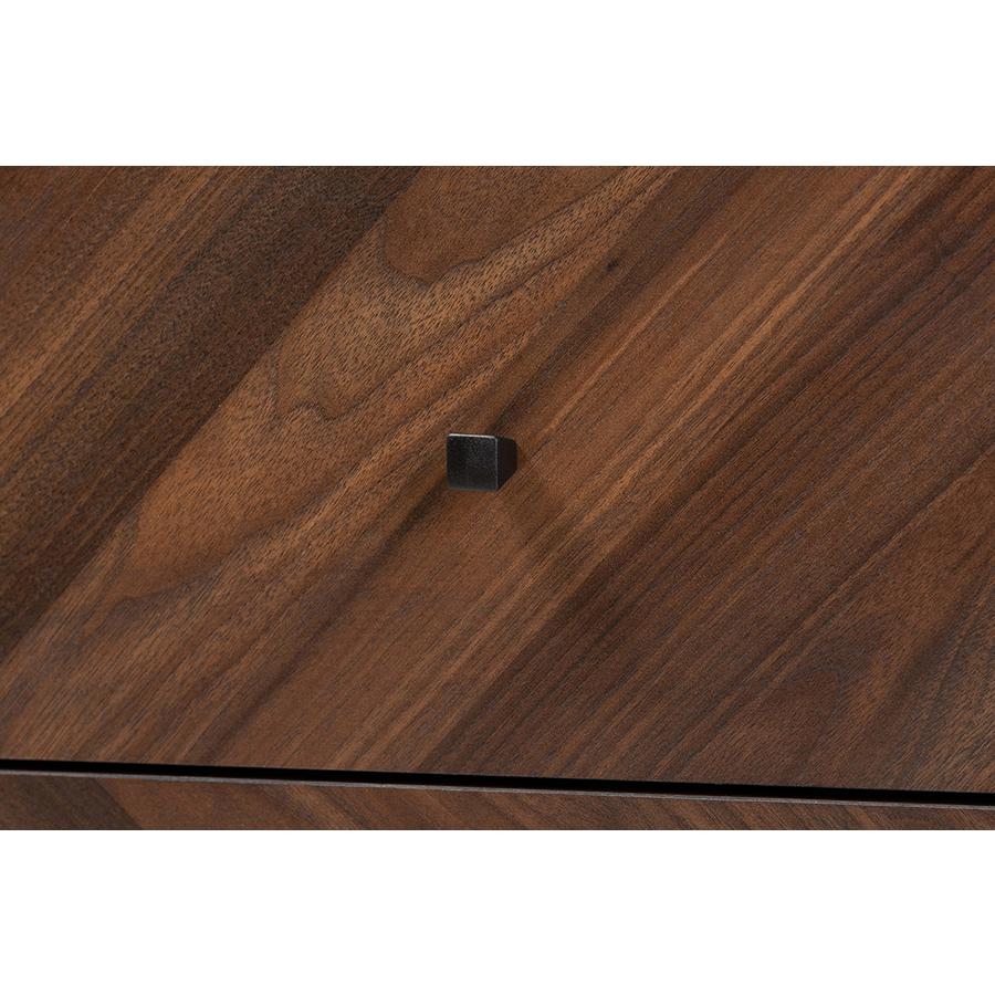 Hartman Mid-Century Modern Walnut Brown Finished Wood 2-Drawer Nightstand. Picture 5