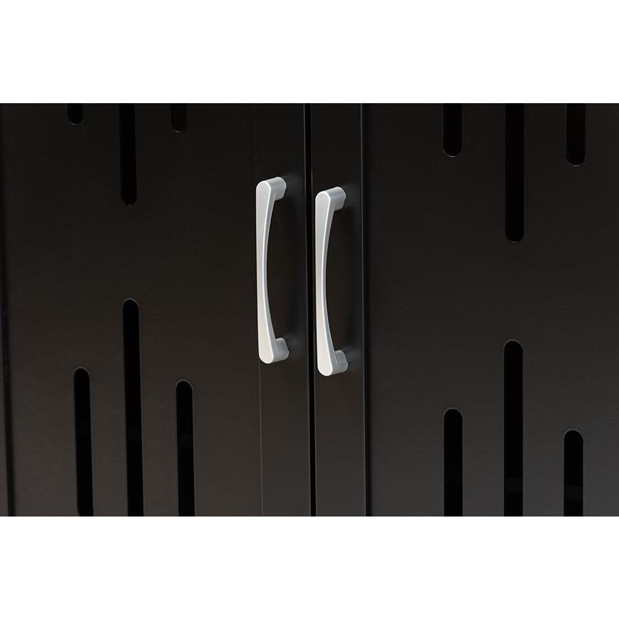 Renley Modern and Contemporary Black Finished Wood 2-Door Shoe Storage Cabinet. Picture 5