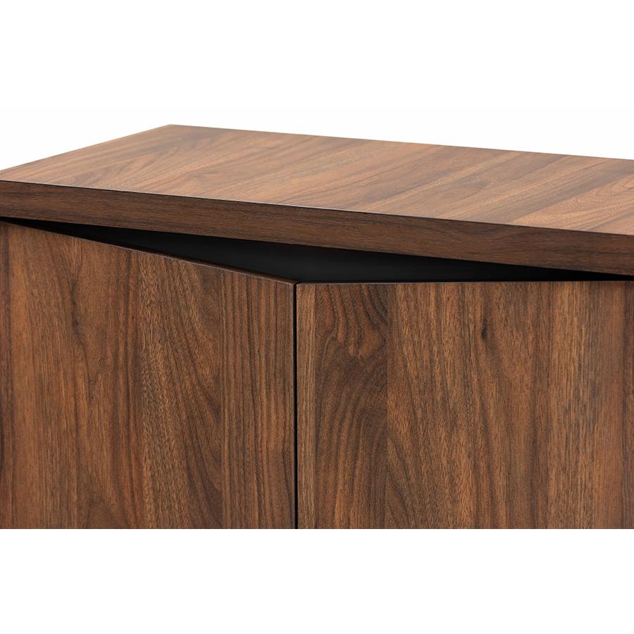 Two-Tone Walnut Brown and Dark Grey Finished Wood 2-Door Shoe Storage Cabinet. Picture 5