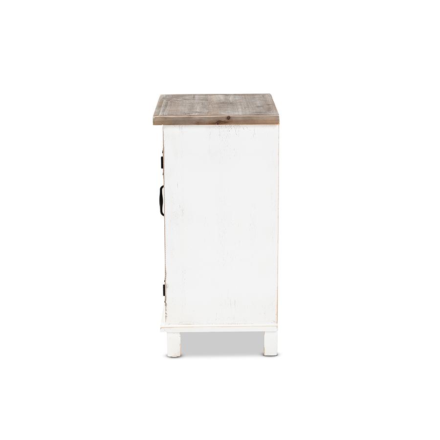 Oak Brown Finished Wood 1-Door End Table. Picture 4