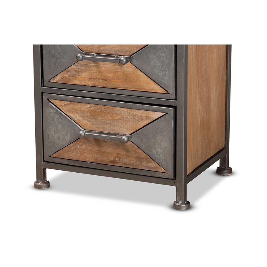 Whitewashed Oak Brown Finished Wood 5-Drawer Accent Storage Cabinet. Picture 5