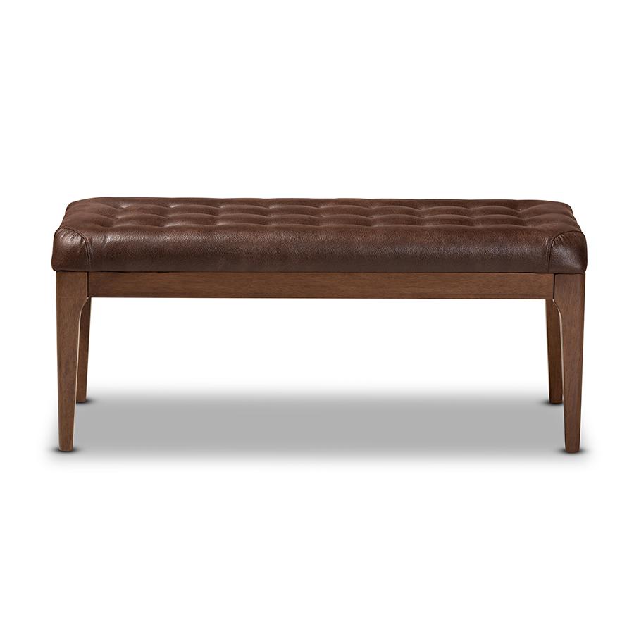 Walnut Brown Finished Wood Dining Bench. Picture 2