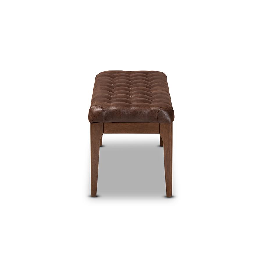 Walnut Brown Finished Wood Dining Bench. Picture 3