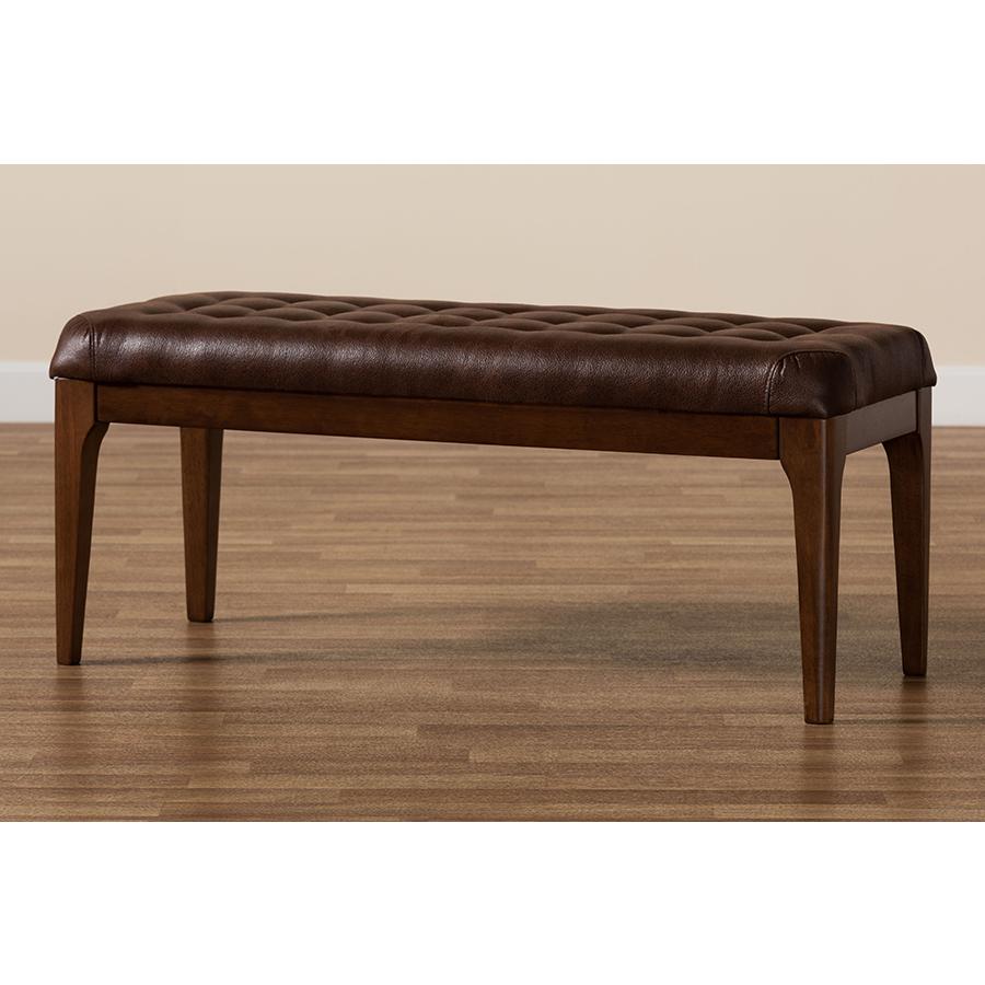 Walnut Brown Finished Wood Dining Bench. Picture 7