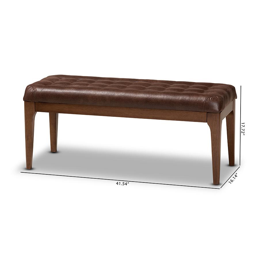 Walnut Brown Finished Wood Dining Bench. Picture 8