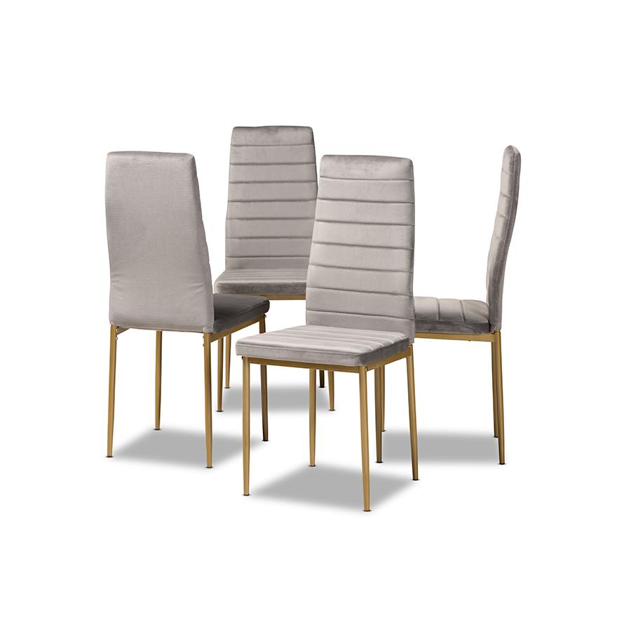 Gold Finished Metal 4-Piece Dining Chair Set. Picture 1