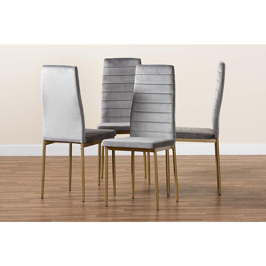 Gold Finished Metal 4-Piece Dining Chair Set. Picture 7