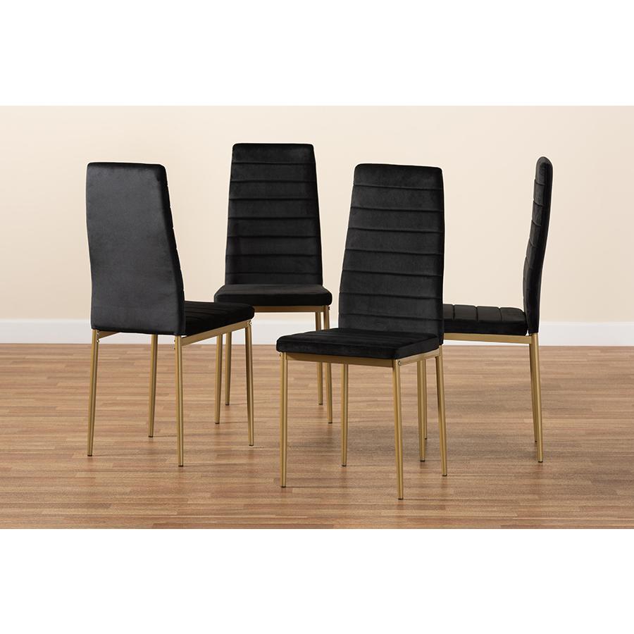 Gold Finished Metal 4-Piece Dining Chair Set. Picture 7