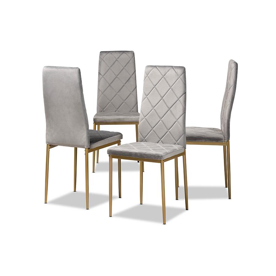 Gold Finished Metal 4-Piece Dining Chair Set. Picture 1