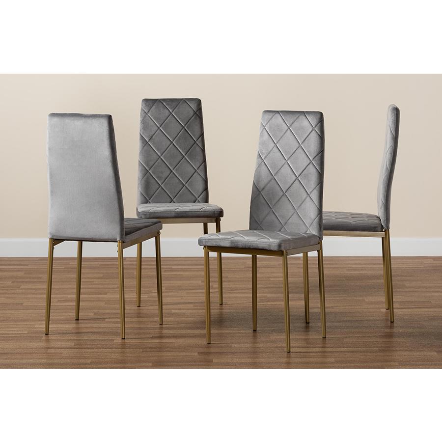 Gold Finished Metal 4-Piece Dining Chair Set. Picture 7