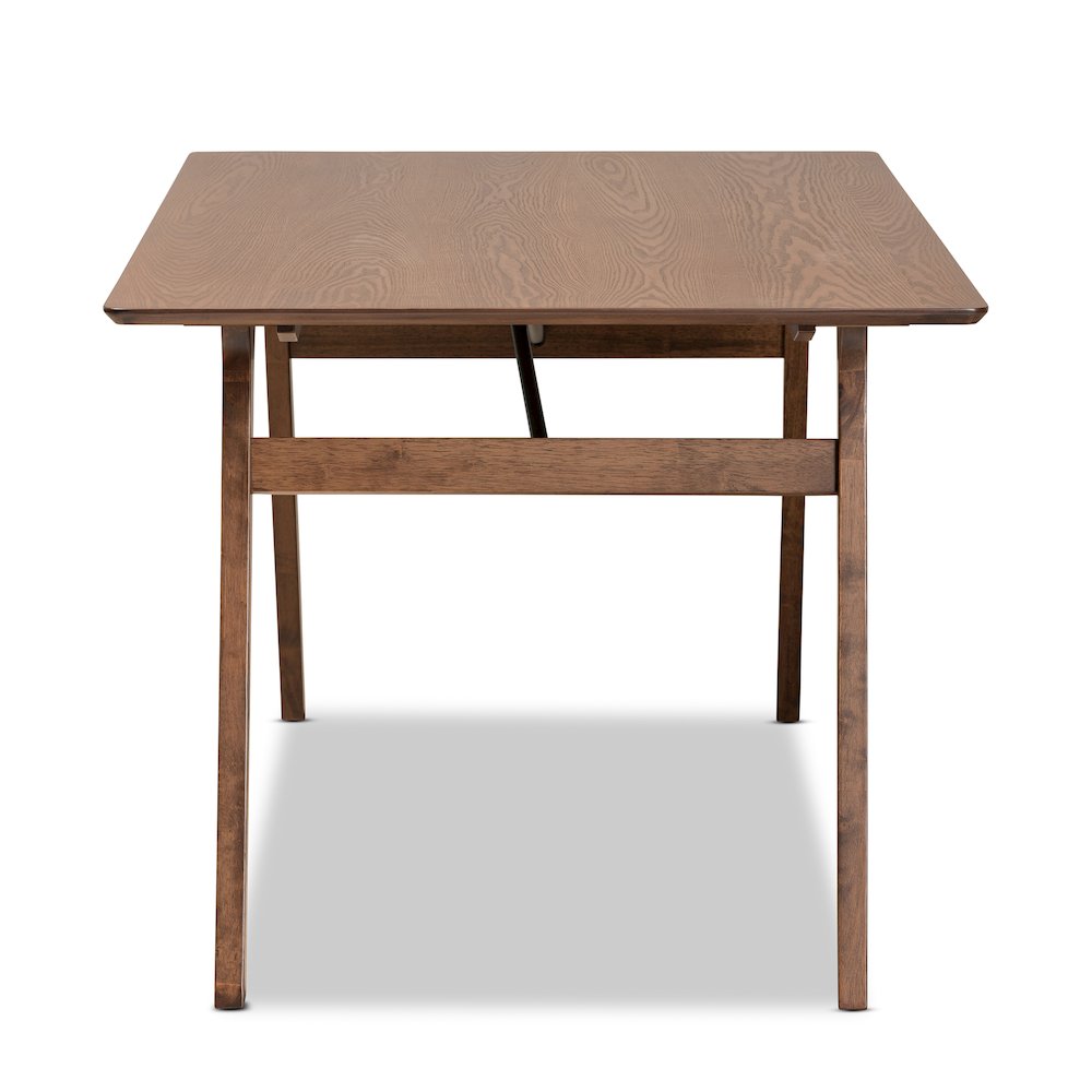 Saxton Mid-Century Modern Transitional Walnut Brown Finished Wood Dining Table. Picture 3
