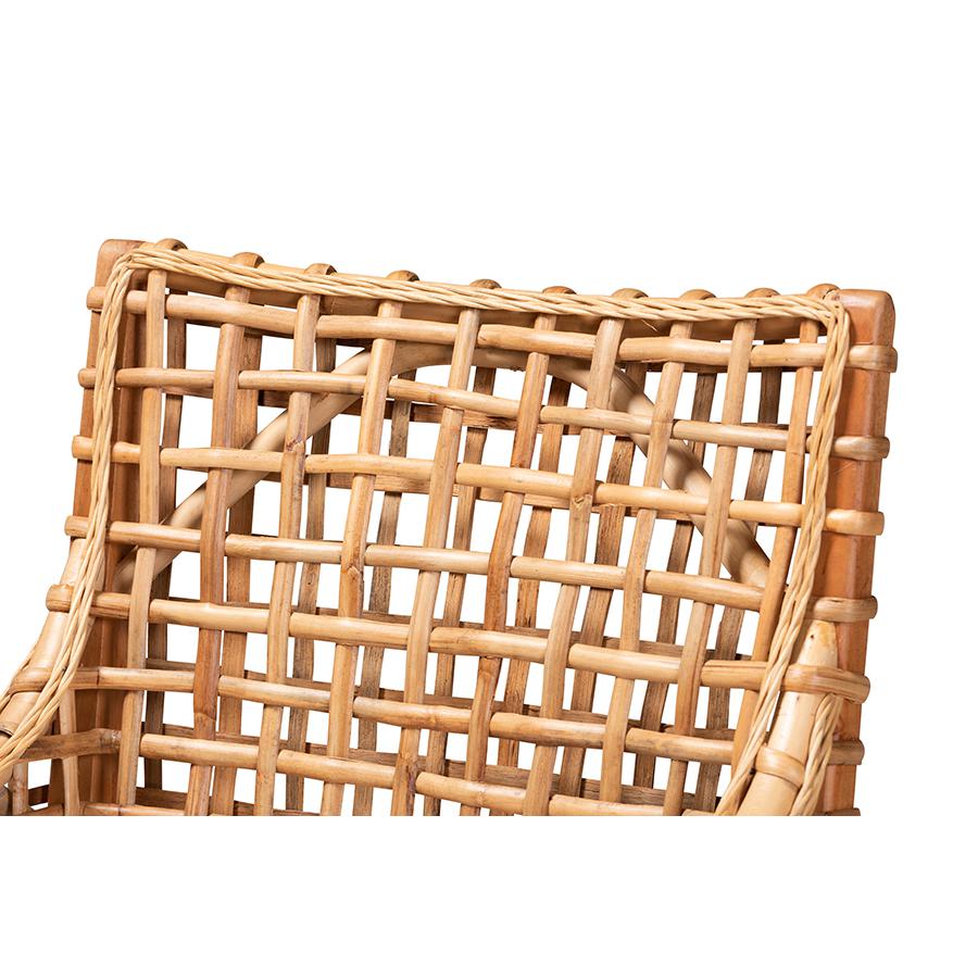 Natural Brown Finished Wood and Rattan Dining Chair. Picture 5