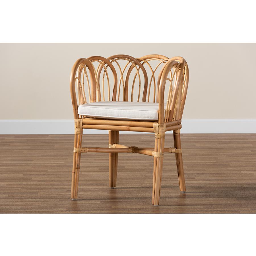 bali & pari Melody Modern and Contemporary Natural Finished Rattan Dining Chair. Picture 7