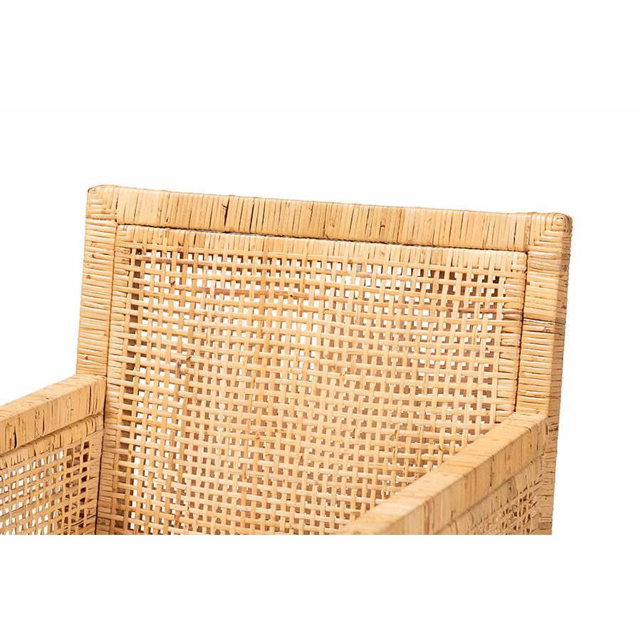 Natural Finished Wood and Rattan Dining Chair. Picture 5
