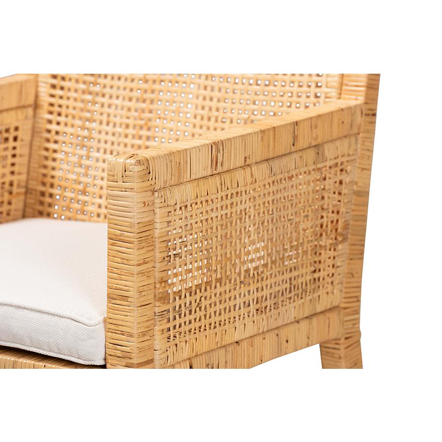 Natural Finished Wood and Rattan Dining Chair. Picture 6