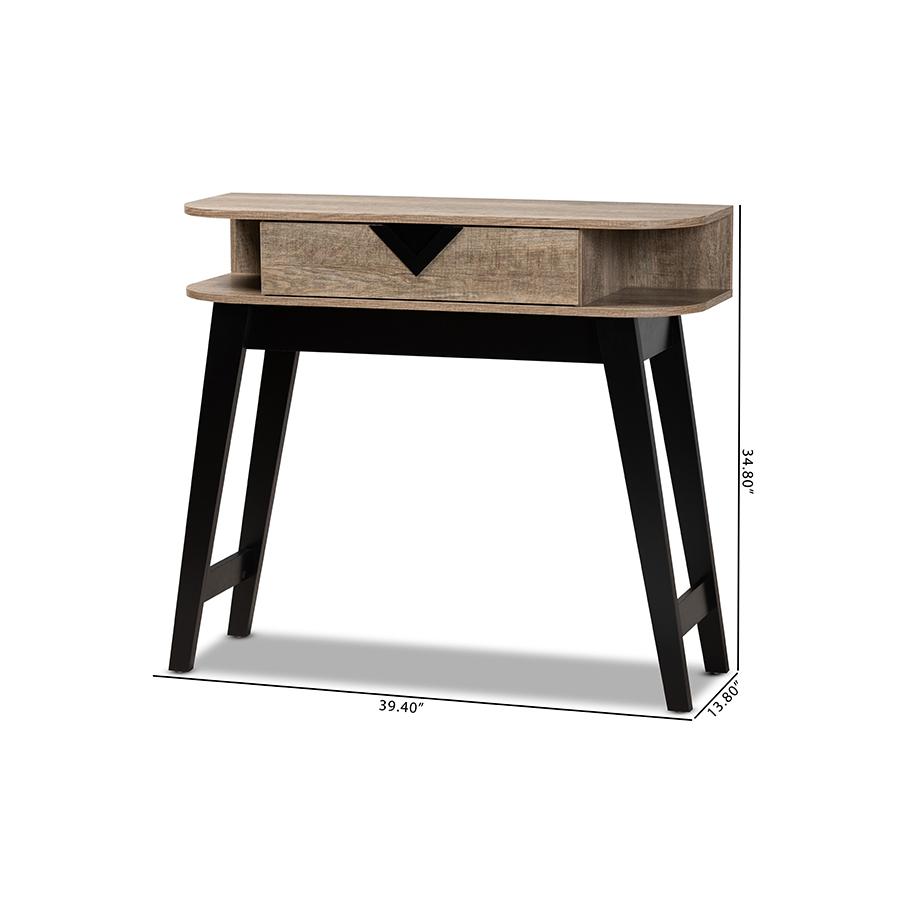 Wales Modern and Contemporary Light Brown Finished Wood 1-Drawer Console Table. Picture 10
