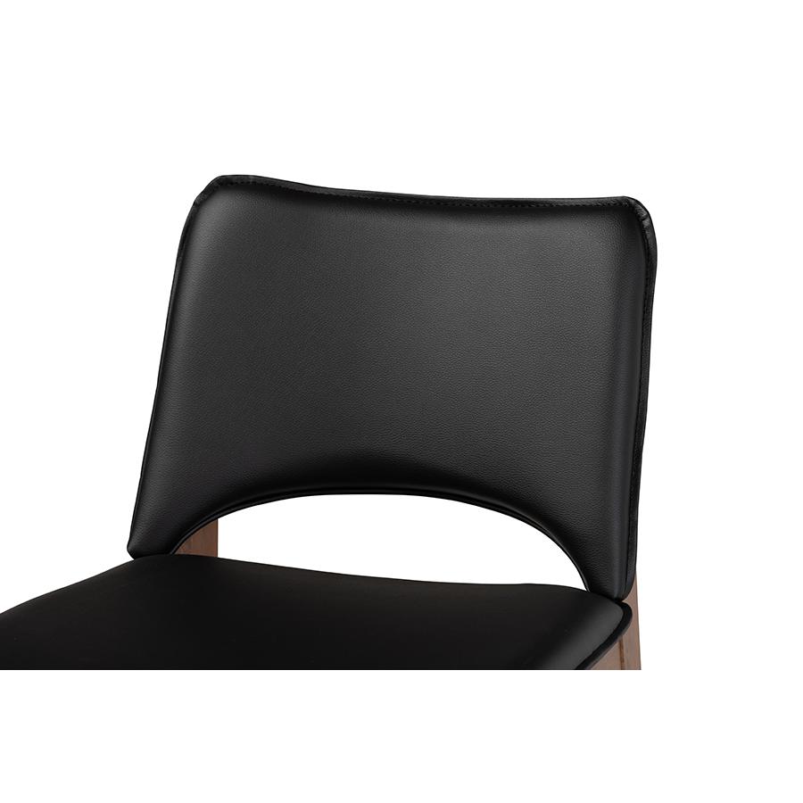 Leather Upholstered and Walnut Brown Finished Wood 2-Piece Dining Chair Set. Picture 4