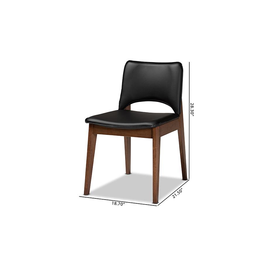 Leather Upholstered and Walnut Brown Finished Wood 2-Piece Dining Chair Set. Picture 8
