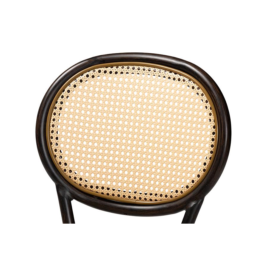 Dark Brown Finished Metal and Synthetic Rattan 2-Piece Outdoor Dining Chair Set. Picture 4