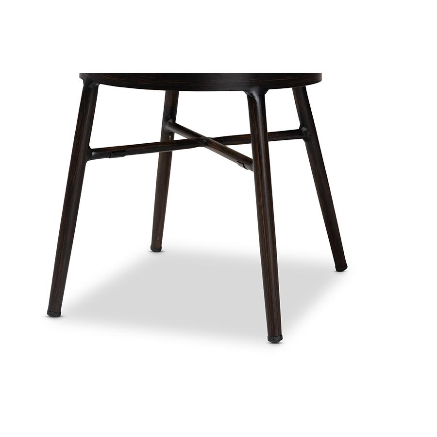 Dark Brown Finished Metal and Synthetic Rattan 2-Piece Outdoor Dining Chair Set. Picture 5