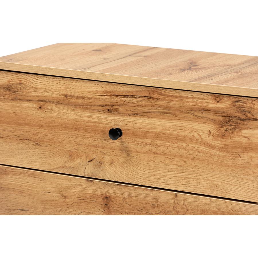Decon Modern and Contemporary Oak Brown Finished Wood 3-Drawer Storage Chest. Picture 5