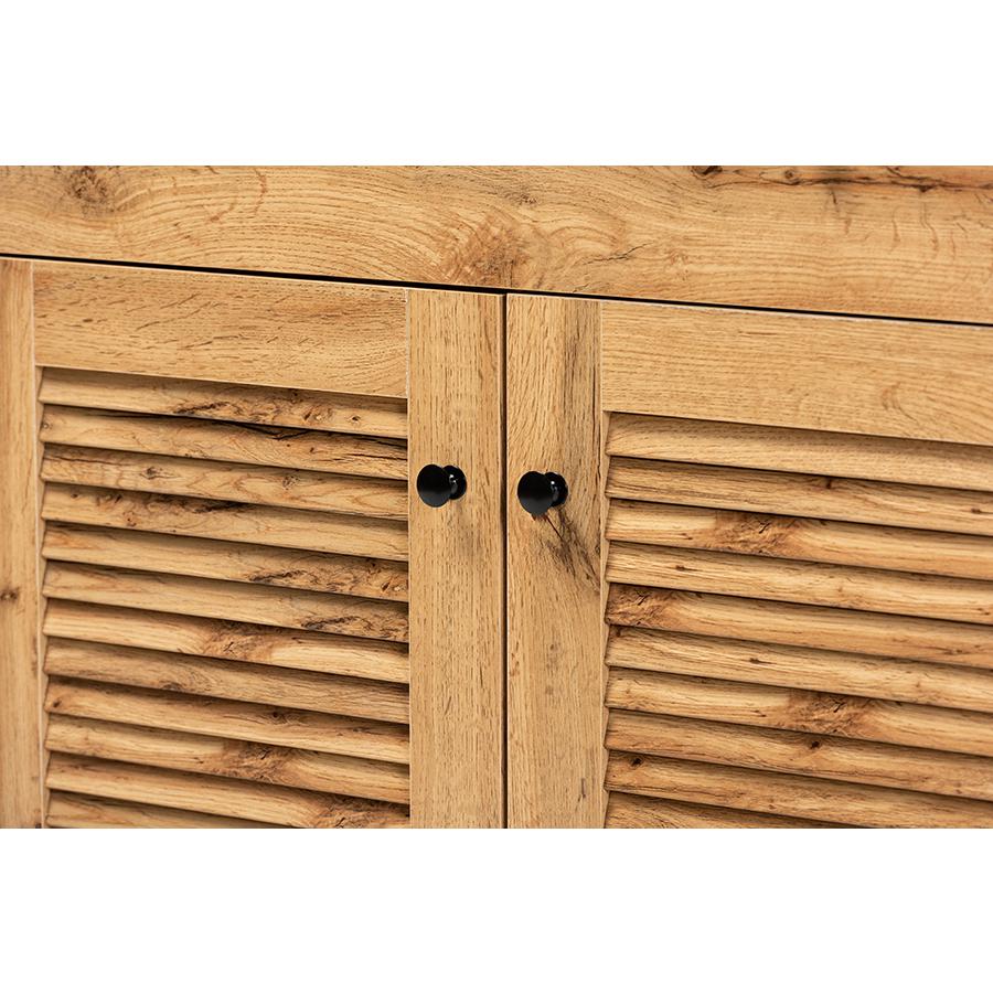 Oak Brown Finished Wood Buffet and Hutch Kitchen Cabinet. Picture 5