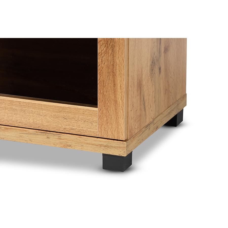 Oak Brown Finished Wood 2-Door Storage Cabinet with Glass Doors. Picture 6