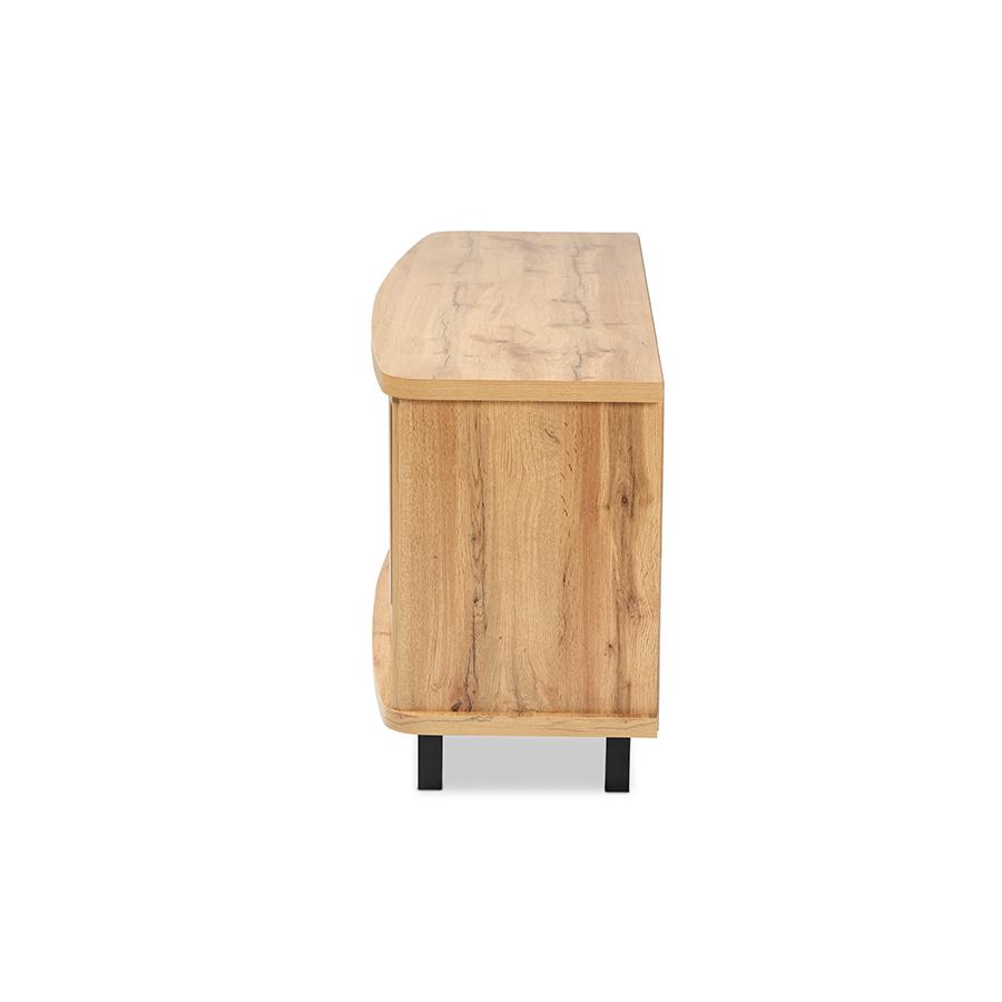 Walda Modern and Contemporary Oak Brown Finished Wood 2-Drawer TV Stand. Picture 5