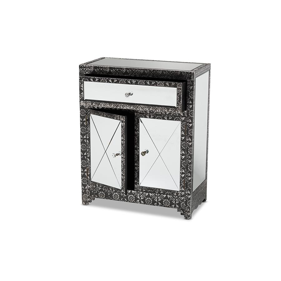 Mirrored Glass 1-Drawer Sideboard Buffet. Picture 2